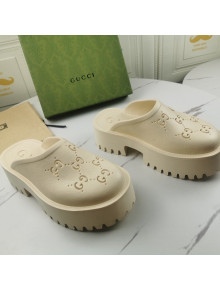 Gucci Perforated GG Rubber Mules 5cm White 2021 