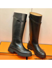 Hermes Calfskin Kelly High Boot Black 2021 Top Quality (Pure Handmade)