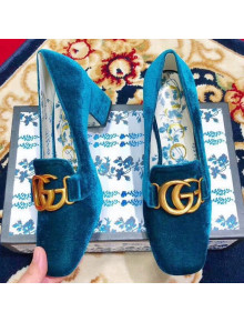 Gucci Velvet Mid-heel Pump with Double G Paon 2019