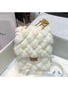 Chanel Shearling Lambskin And Aged Calfskin Mini 2.55 Bag AS1961 White 2020
