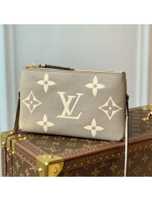 Louis Vuitton Double Zip Pochette Chain Pouch/Mini Bag in Gaint Monogram Leather M80787 Grey 2021