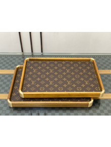 Louis Vuitton Wood and Monogram Canvas Rectangle Tray 2021