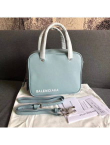 Balen...ga Calfskin Small Triangle Square Shoulder Bag Light Blue 2018