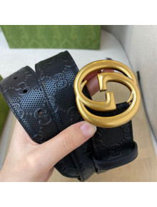 Gucci Men's GG leather Belt 40mm with Interlock G Buckle Black/Aged Gold 2021