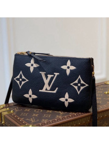 Louis Vuitton Double Zip Pochette Chain Pouch/Mini Bag in Gaint Monogram Leather M80787 Black 2021
