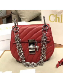 Chloe Mini Drew Bijou Shoulder Bag in Quilted Calfskin Red 2018(Silver Hardware)