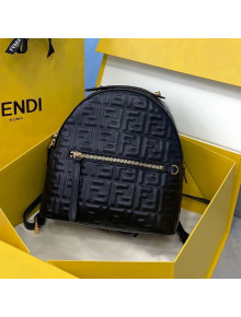 Fendi FF Leather Mini Backpack Black 2021