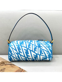 Fendi FF Vertigo Canvas Rolling Mini Shoulder Bag Light Blue 2021 8377