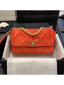 Chanel 19 Quilted Velvet Small Flap Bag AS1160 Orange 2019