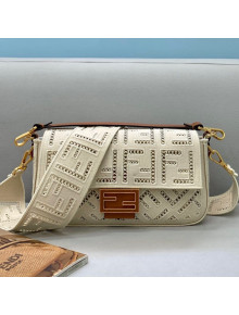 Fendi Baguette Medium Bag with FF embroidery White 2021 8372L
