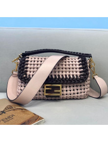 Fendi Baguette Medium Bag in Pink Interlace Leather 2021