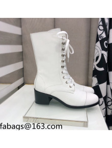 Chanel Nappa Leather Lace-ups Boots 4.5cm White 2021 