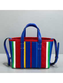 Balenciaga Barbes Small East-West Shopper Bag in Striped Lambskin Multicolor 2021