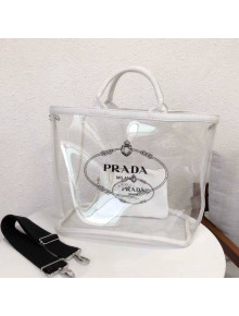 Prada Large Fabric and PVC Handbag Transparent/White 1BD164 2018