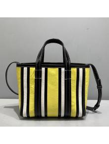 Balenciaga Barbes Small East-West Shopper Bag in Striped Lambskin Yellow 2021