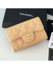 Chanel Grained Leather Classic Card Holder AP0214 Apricot 2019