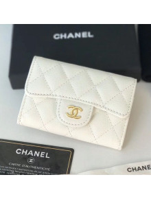 Chanel Grained Leather Classic Card Holder AP0214 White 2019
