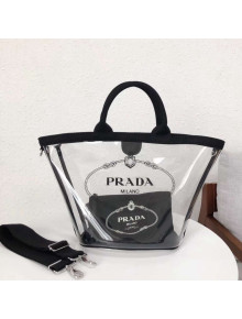 Prada Small Fabric and PVC Handbag Transparent/Black 1BD166 2018