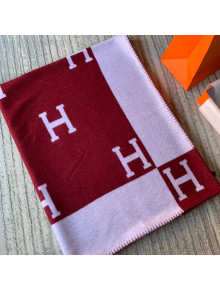 Hermes Classic Wool Cashmere Blanket 140x170cm Burgundy 2020 06
