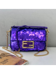 Fendi Baguette Sequins Mini Bag Purple 2021