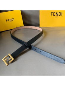 Fendi Women's Calfskin Belt 20mm with FF Buckle Black/Gold 2021