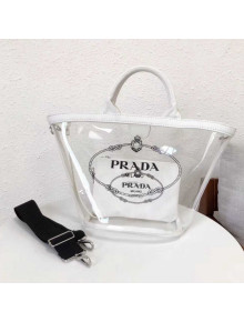 Prada Small Fabric and PVC Handbag Transparent/White 1BD166 2018