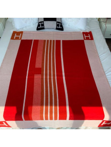 Hermes Avalon Wool Cashmere Blanket 140x170cm Orange/Red 2020 09