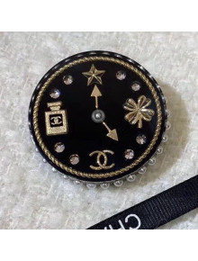 Chanel Clock Round Brooch AB3242 Black 2019