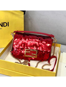 Fendi Baguette Sequins Mini Bag Red 2021