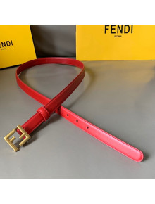 Fendi Women's Calfskin Belt 20mm with FF Buckle Red/Gold 2021