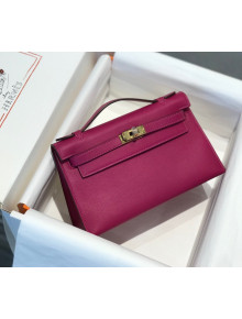 Hermes Kelly Pochette Bag 22cm Rose Purple/Gold 2022 23