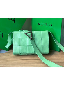 Bottega Veneta Cassette Small Crossbody Bag in Wax Maxi Calfskin Wasabi Green 2022