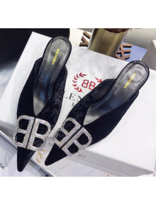 Balenciaga Crystal BB Knife 40mm Mule in Black Velvet 2020