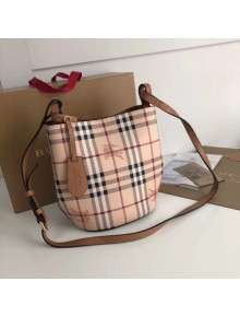 Bur. Haymarket Check and Leather Bucket Shoulder Bag Brown 2018