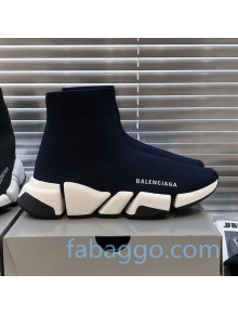 Balenciaga Speed 2.0 Knit Sock Boot Sneakers Navy Blue/White 2020 (For Women and Men)