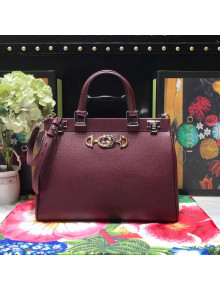 Gucci Zumi Grainy Leather Medium Top Handle Bag ‎564714 Burgundy 2019