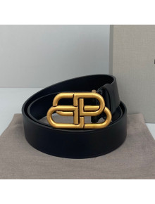 Balenciaga Calfskin BB Large Belt with Logo Buckle Black/Gold 2021