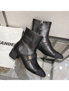 Chanel Calfskin CC Buckle Short Boots 5cm Black 2021 111155
