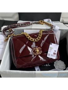 Chanel Shiny Crumpled Calfskin Chanel 19 Small/Large Flap Bag AS1160/AS1161 Burgundy 2020