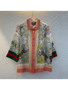 Gucci Print Silk Shirt Pink/Multicolor 2022 04