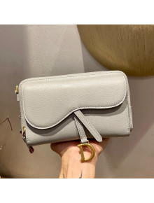 Dior Calfskin Double Sandle Pouch Light Grey 2021