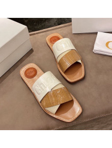 Chloe Leather Strap Flat Slide Sandals White 2021