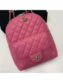 Chanel Grained Calfskin CC Day Medium Backpack Rosy 2019