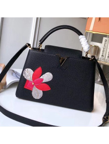 Louis Vuitton Capucines Bag PM with Floral Details M54696 Black 2018