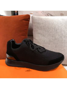 Hermes Patchwork Fabric Sneakers Black 2021 11 (For Women and Men)