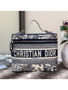 Dior DiorTravel Medium Vanity Case Bag in Blue Toile de Jouy Embroidery 2020