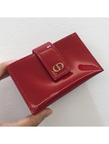 Dior 30 Montaigne CD 5-Gusset Card Holder in Cherry Red Patent Calfskin 2020