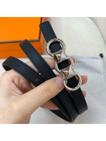 Hermes Mini Constance Reversible Leather Belt 13mm Black 2021