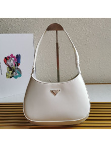 Prada Cleo Brushed Leather Hobo Bag 1BC499 White 2021