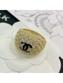Chanel Crystal Wide Ring AB5275 Gold/Black 2020
